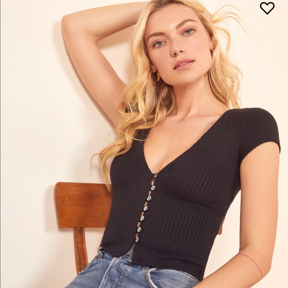 Reformation Nella Top in Black